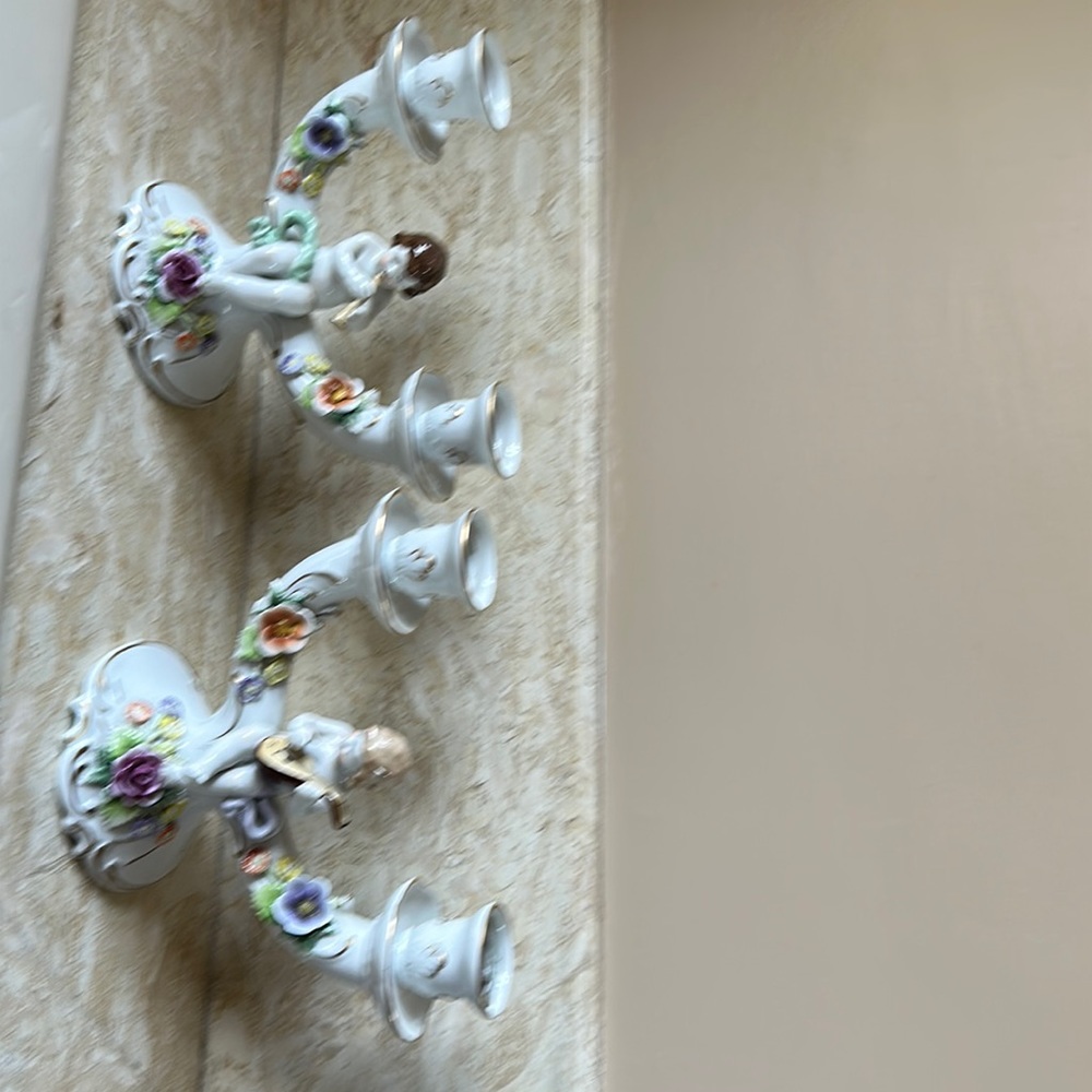 Dresden vintage pair of candelabra candle holders